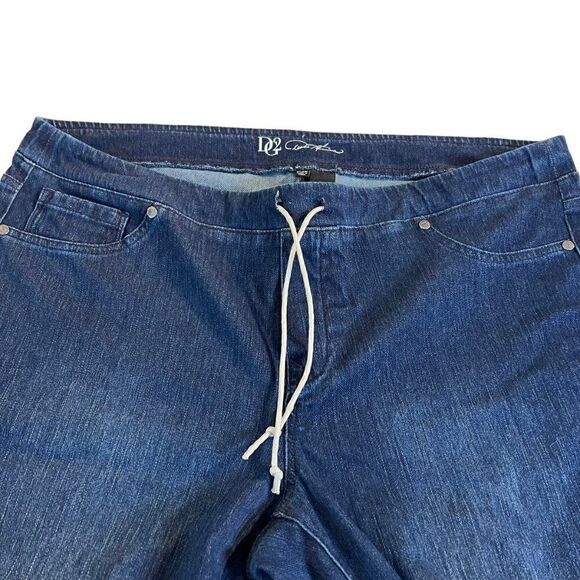 DG2 by Diane Gilman 2XP dark denim pull on drawstring jeans - Picture 2 of 12